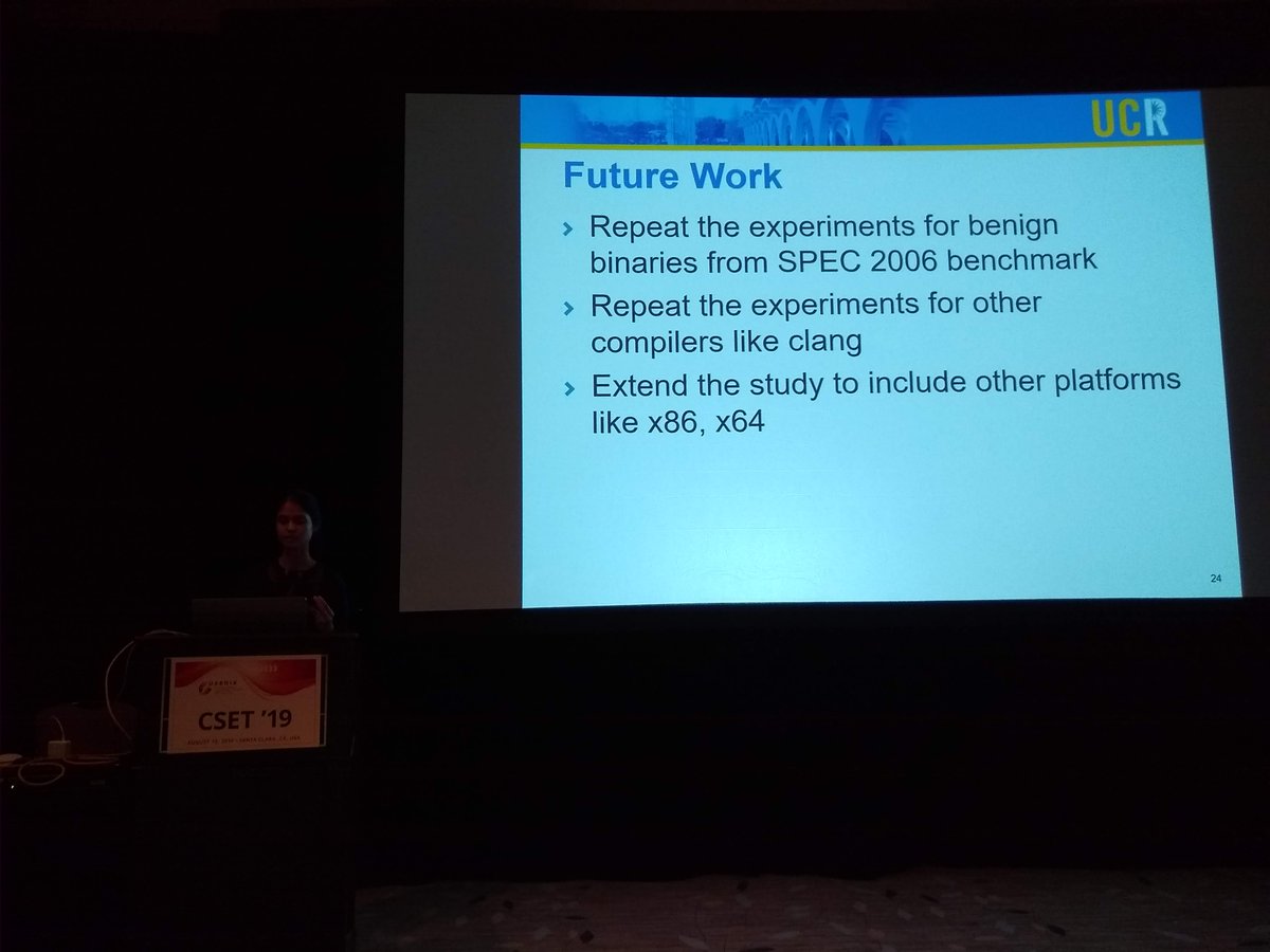 tastytronic's tweet photo. Sri Shaila G from (UC Riverside) presented "IDAPro for IoT Malware analysis?" showed the effectiveness of IDAPro for reverse-engineering IoT malware and discussed the effect of stripping on the accuracy of the RE. #cset19 #usesec19 @USENIXSecurity https://t.co/hsgF3HZzpk