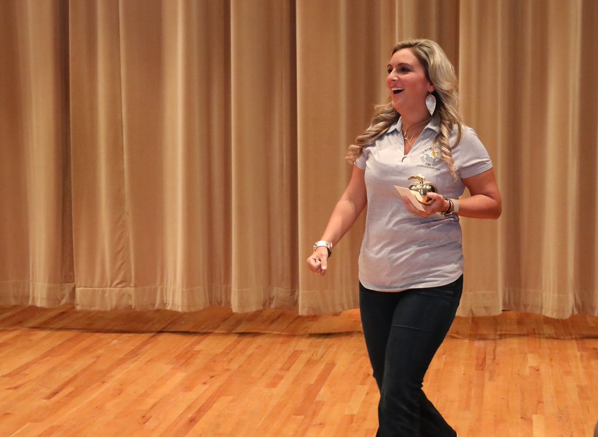 SpartanburgD2's tweet photo. At our Welcome Back Convocation, Chesnee Elementary's Emily Wilkins was named our District Teacher of the Year! Thank You to our Community Partner Prisma Health-Upstate for making the day even more special by surprising Mrs. Wilkins with a check for $3,000! #D2DIfferenceMakers https://t.co/cjfQW1IvA9