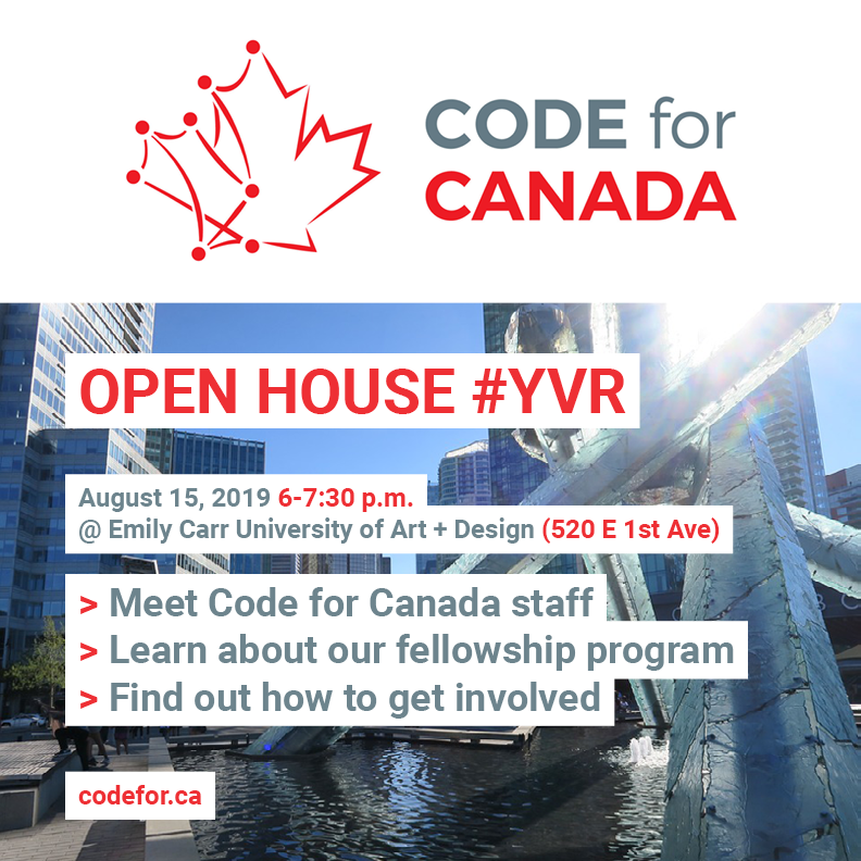 Code for Canada 🇨🇦 (@code4ca) on Twitter photo 🌊 Hi Vancouver! Join us at <a href="/EmilyCarrU/">Emily Carr University of Art + Design</a> on Thursday to learn about Canada's #civictech movement, and hear from <a href="/sabristles/">Sabrina Dominguez</a> about what it's like to be a Code for Canada fellow.
<a href="/CivicTechYVR/">Civic Tech Vancouver</a> <a href="/andreareimer/">Andrea Reimer (she/her)</a> <a href="/jessieadcock/">Jessie Adcock</a> @recollectnet <a href="/techvancouver/">TechVAN | TechTOgether</a>
eventbrite.ca/e/code-for-can… 🌊 Hi Vancouver! Join us at <a href="/EmilyCarrU/">Emily Carr University of Art + Design</a> on Thursday to learn about Canada's #civictech movement, and hear from <a href="/sabristles/">Sabrina Dominguez</a> about what it's like to be a Code for Canada fellow.
<a href="/CivicTechYVR/">Civic Tech Vancouver</a> <a href="/andreareimer/">Andrea Reimer (she/her)</a> <a href="/jessieadcock/">Jessie Adcock</a> @recollectnet <a href="/techvancouver/">TechVAN | TechTOgether</a>
eventbrite.ca/e/code-for-can…