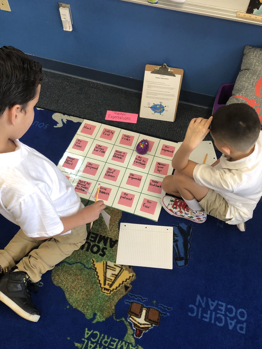 TamGranger's tweet photo. We had an awesome tech filled first day!  Students worked together to code Jack the mouse to stop on important expectations for students and teachers. @CannellaElem @HCPSArea2 https://t.co/dGISyDV6O6