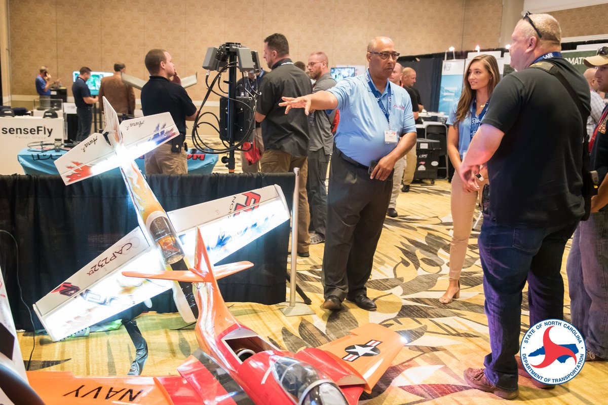 NCAviation's tweet photo. Our exhibition hall may be closing for today, but you can still stop by tomorrow between 8:45 and 3:30 to see the latest in unmanned aircraft technology &amp; research! #NCDroneSummit https://t.co/3JtCuAOC10