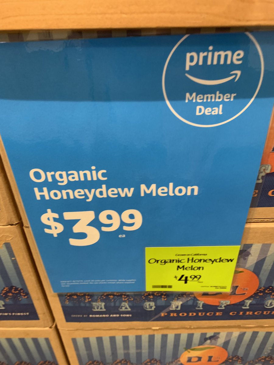 Organic honey dew melon marked down from 4.99 to 3.99.