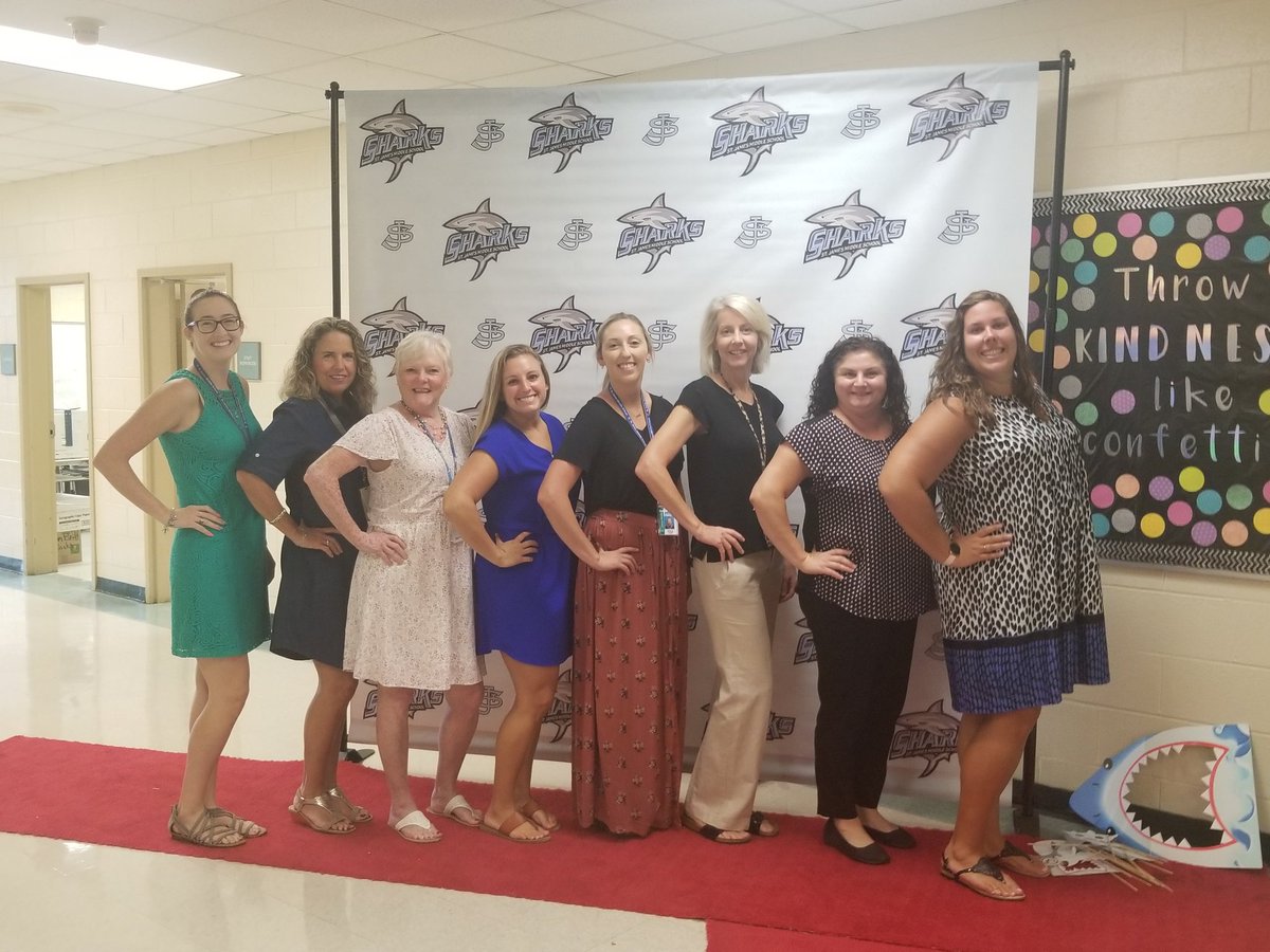 JoleenWortley's tweet photo. The Special Ed team is ready for a good year! #sjmssharpsharks #teachersofallthings https://t.co/ZIaC7DP1LD