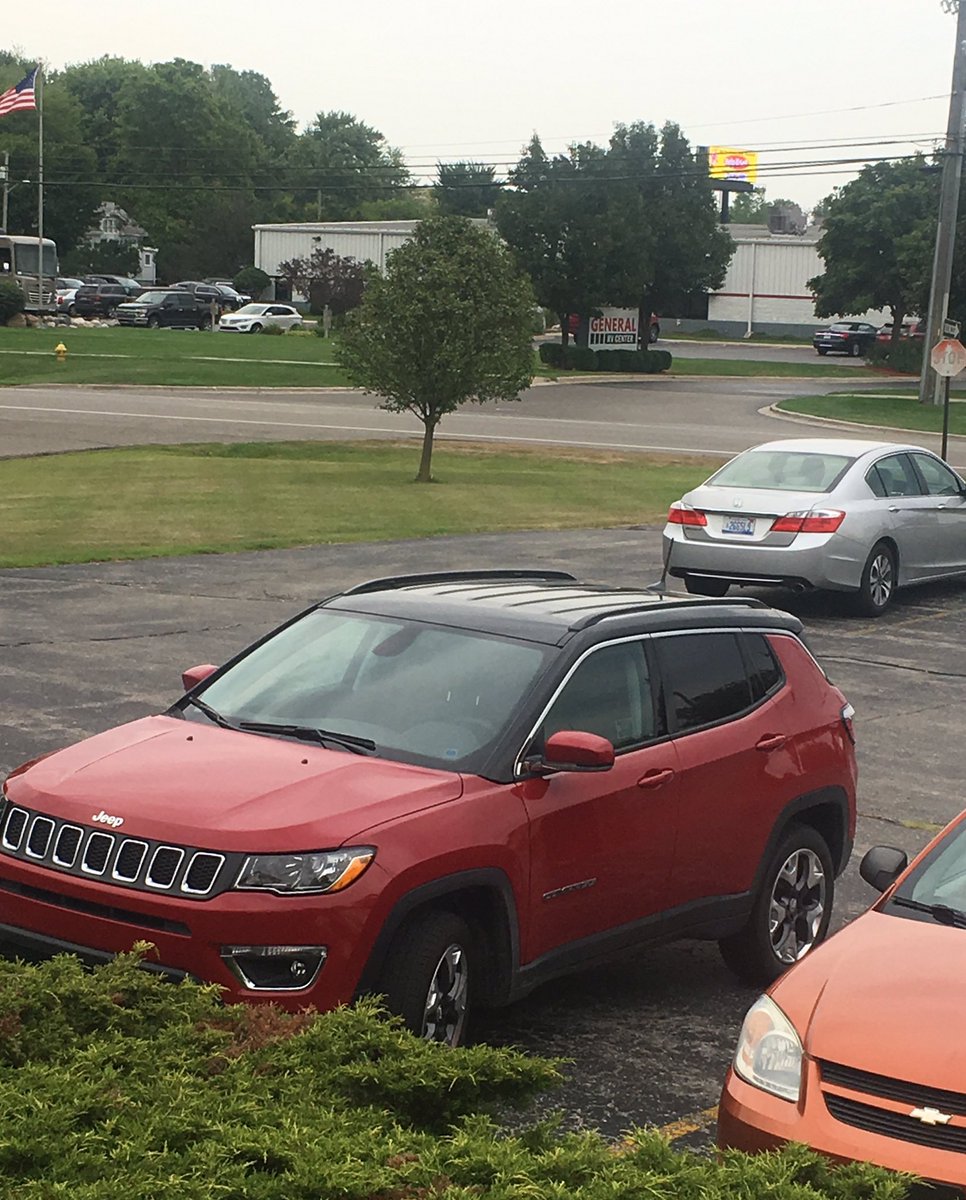 CariHamblin's tweet photo. @DrJohnNHamblin ... look at my rental car!! @Jeep @DickScottAuto #compass #redCompass I may want to give my 1 month old #journey back and keep this!! https://t.co/1jC96SxtQl