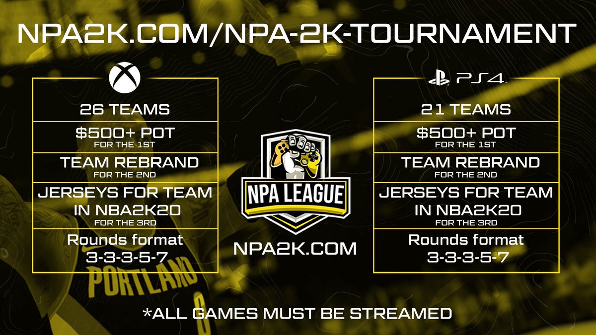 NPALeague's tweet image. 🚨We want to thank everyone who supported us this year. We are proud that a lot of teams came out for our last tournament. All games must be streamed, and sent in on discord. Thanks to @XarioFA for our graphic. Best of luck to all teams: Bracket -npa2k.com/npa-2k-tournam…