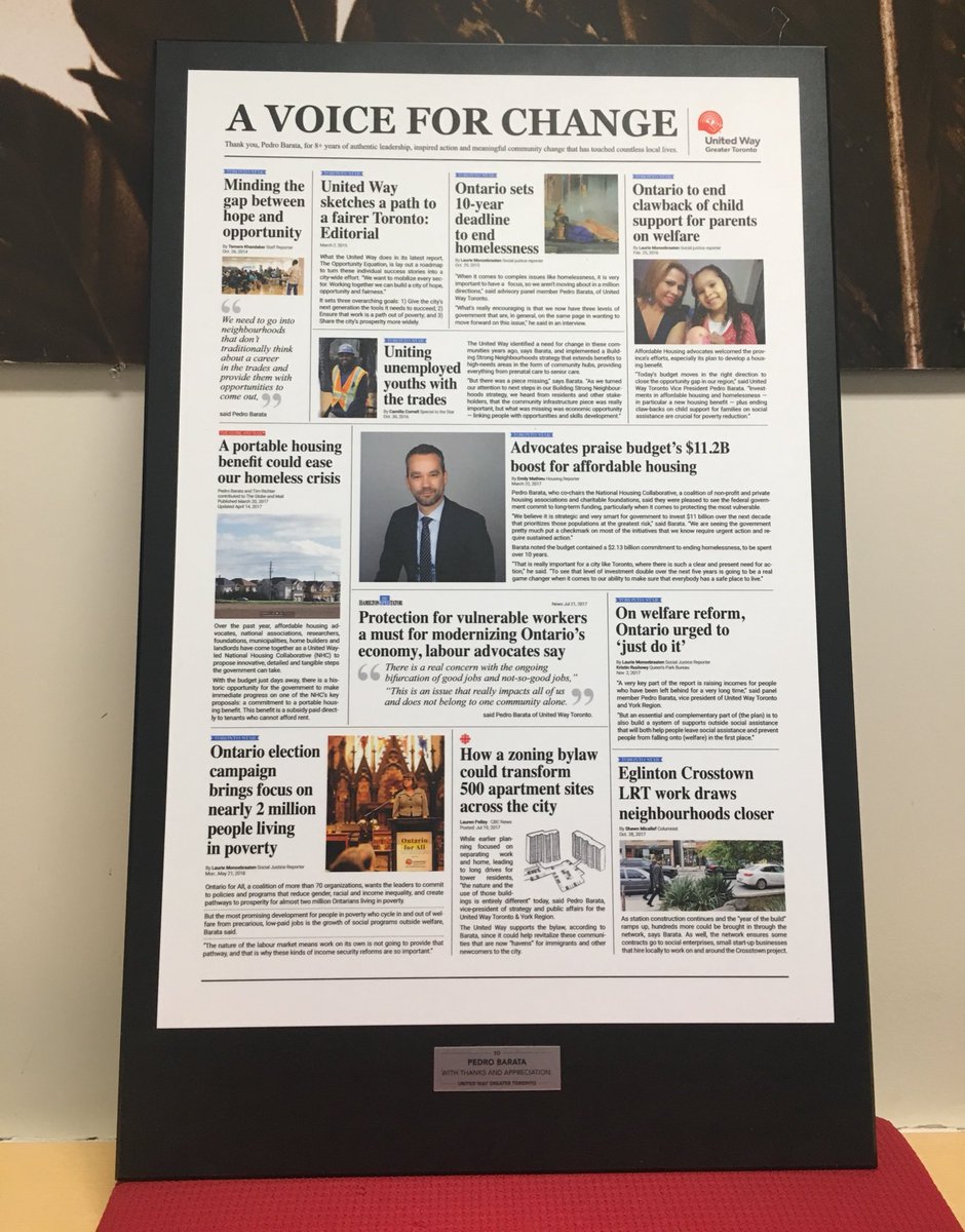 pedrobarataTO's tweet photo. Got to say goodbye to the very best, rock-solid mission-focused peeps in the business this aft @UWGreaterTO ... they gave me best gift ever: friendship, relentless hope &amp; hard work, a chance to do little &amp; big things to change the world... #locallove abounds... https://t.co/cz0NJmuDp5