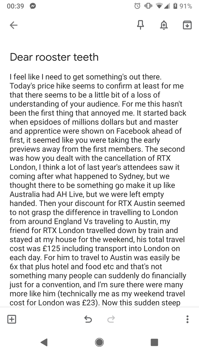 KateA535's tweet photo. Dear @RoosterTeeth some thoughts on the recent price hike. #rtfirst
#roosterteethfirst https://t.co/S9kF0j1cEw