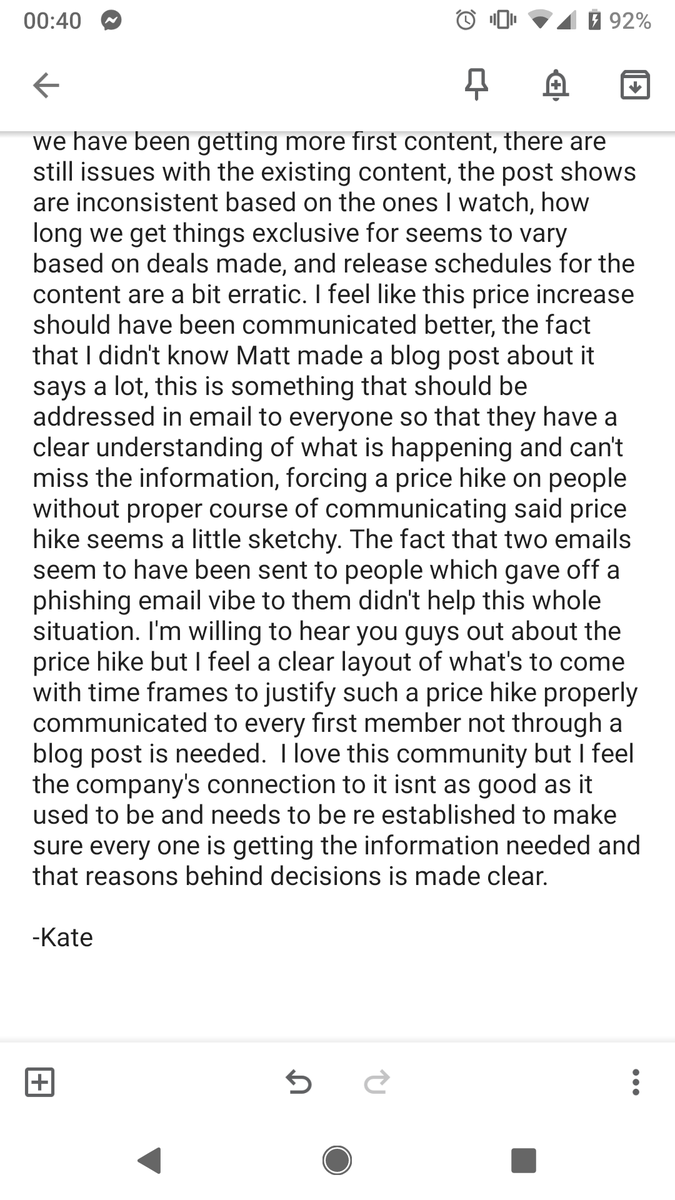 KateA535's tweet photo. Dear @RoosterTeeth some thoughts on the recent price hike. #rtfirst
#roosterteethfirst https://t.co/S9kF0j1cEw
