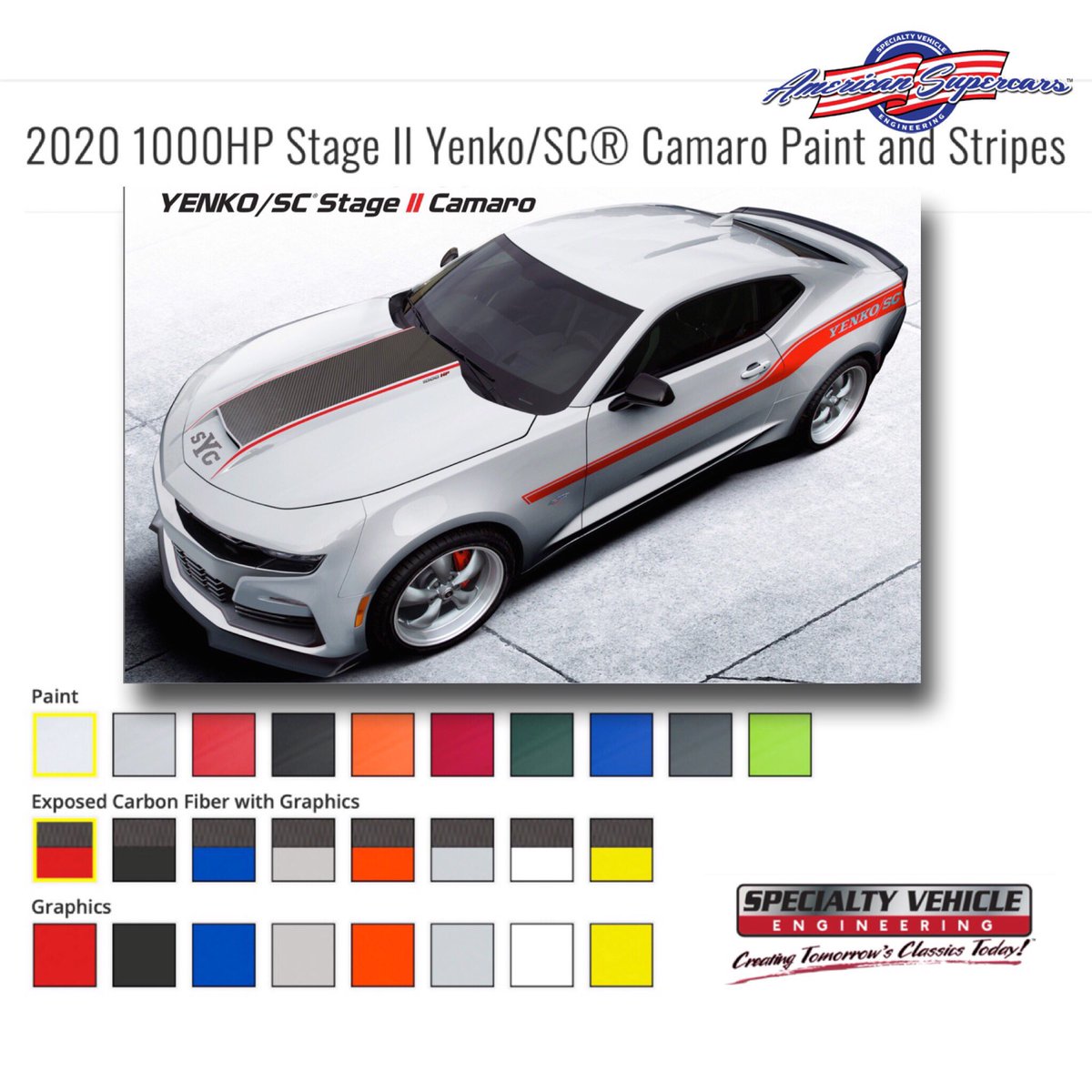 What’s your color combination? 2020 1000HP Stage II #Yenko/SC® #Camaro edition with manual transmission! Get a hi-def copy from website link in profile. #sve_cars #americansupercar #americanmuscle #collectible  #SVE_CARS #mondaymotivation #camarofamily #camarofans #yenkocamaro