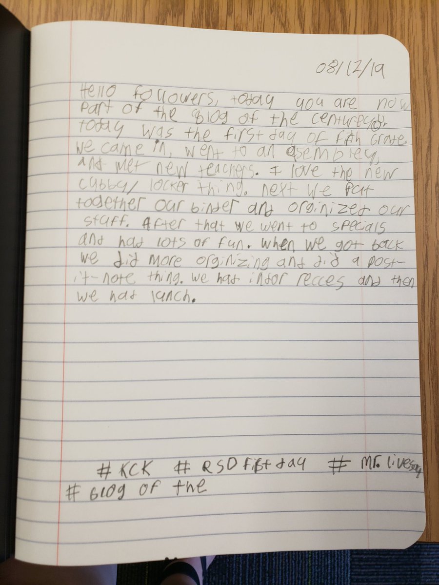 GPLibrary_Klein's tweet photo. Our first day was lots of fun! Read all about it in these "Blog Posts" from a few kids' "My Blog" Notebooks. #KCK #GPGators https://t.co/S7GUFUfVQj