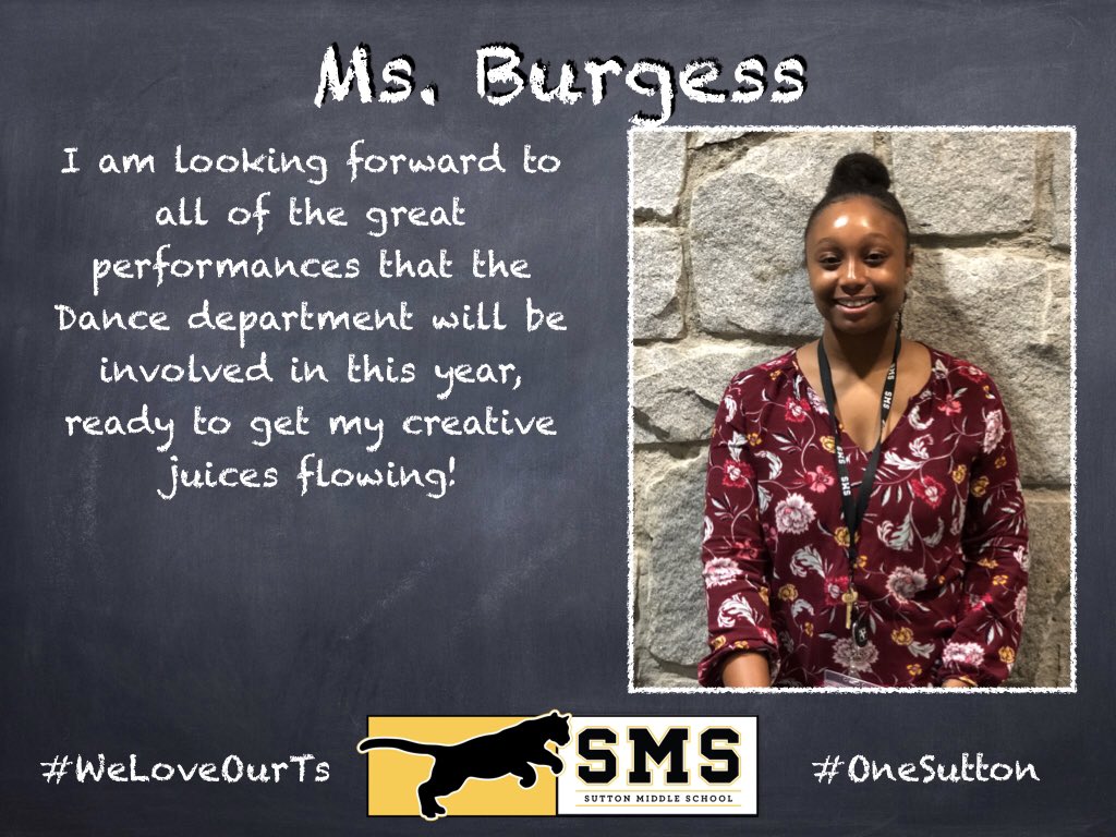 SuttonMYP's tweet photo. Introducing Ms. Burgess 💛🖤 Happy #APSFIRSTDAY‼️ Welcome to @SuttonCougars‼️ We’re glad you’re here! @SuttonPrincipal @suttoncougarsAP suttoncougarsAP #OneSutton #WeLoveOurTs https://t.co/UggXfE0eDx