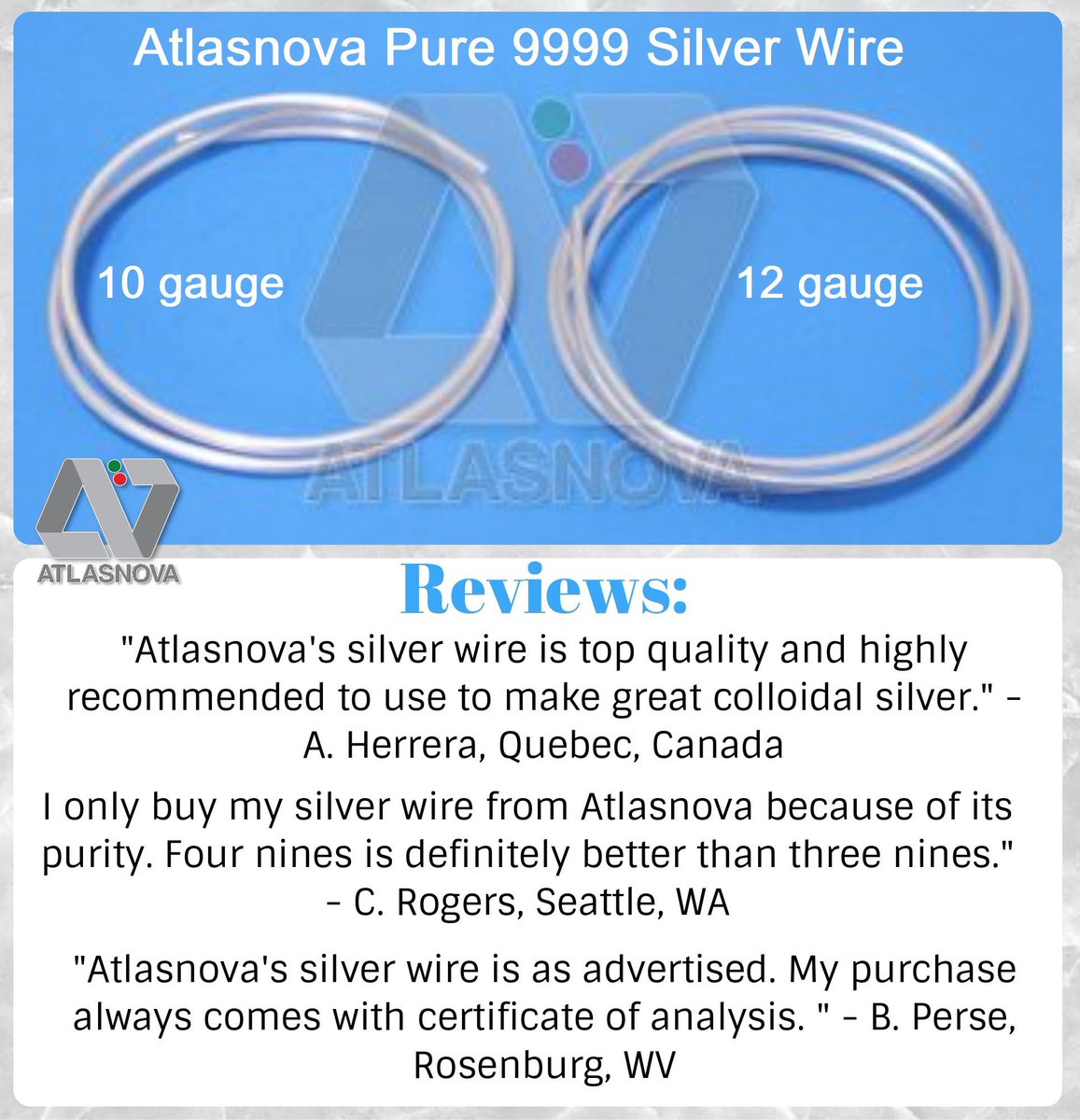 atlasnova's tweet photo. For more information and to purchase the Atlasnova Pure 9999 Silver Wire https://t.co/tuUVoFvBNf #atlasnova #silverwire #silver #wire #colloidalsilver #madeinusa https://t.co/VGKUk4VyQP