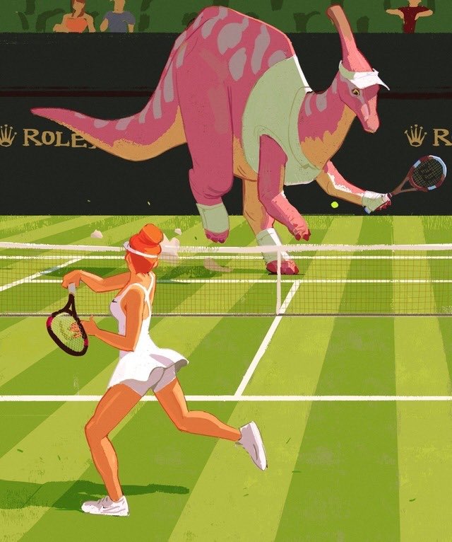 WeirdlandTales's tweet photo. Dinosports by South Korean artist, Woonyoung Jung. https://t.co/5GmoZxgZAv