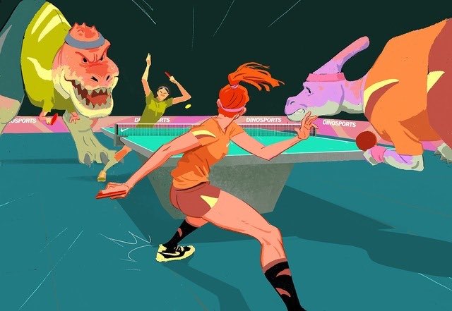 WeirdlandTales's tweet photo. Dinosports by South Korean artist, Woonyoung Jung. https://t.co/5GmoZxgZAv