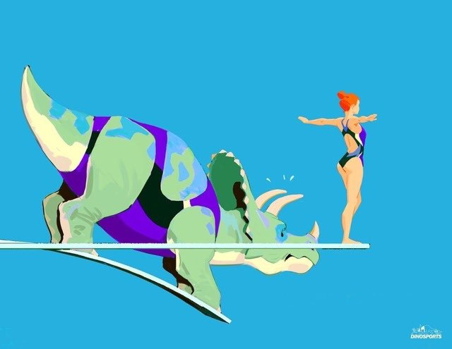 WeirdlandTales's tweet photo. Dinosports by South Korean artist, Woonyoung Jung. https://t.co/5GmoZxgZAv