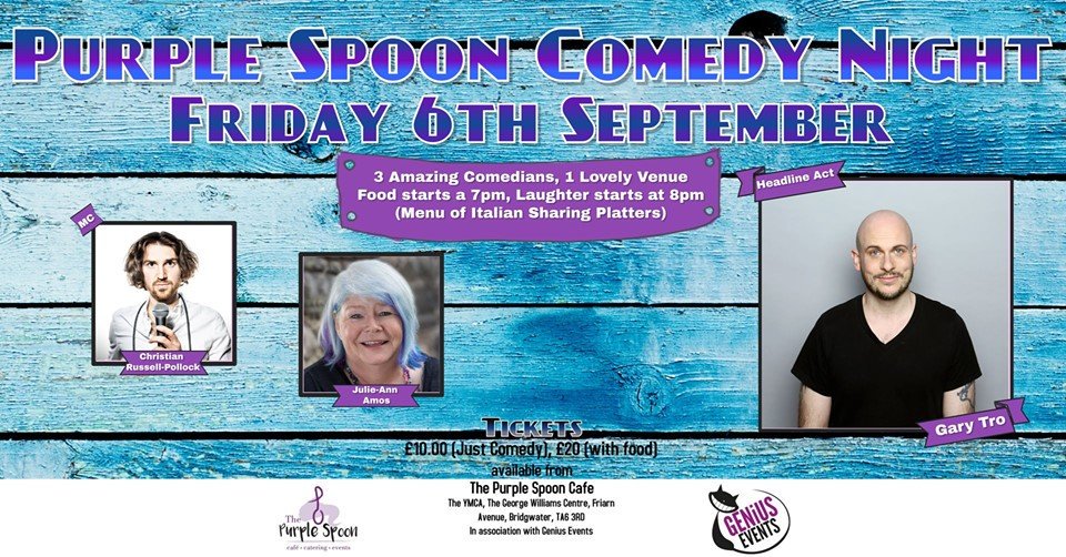 purplespoonage's tweet photo. Tables are getting booked up quickly now for this night of fun #comedy in #Bridgwater.
Get your tickets now if you haven't already 🎟️ https://t.co/P5B69LW8VW Please Retweet 😊 Thank you. https://t.co/LlvJplWPtR