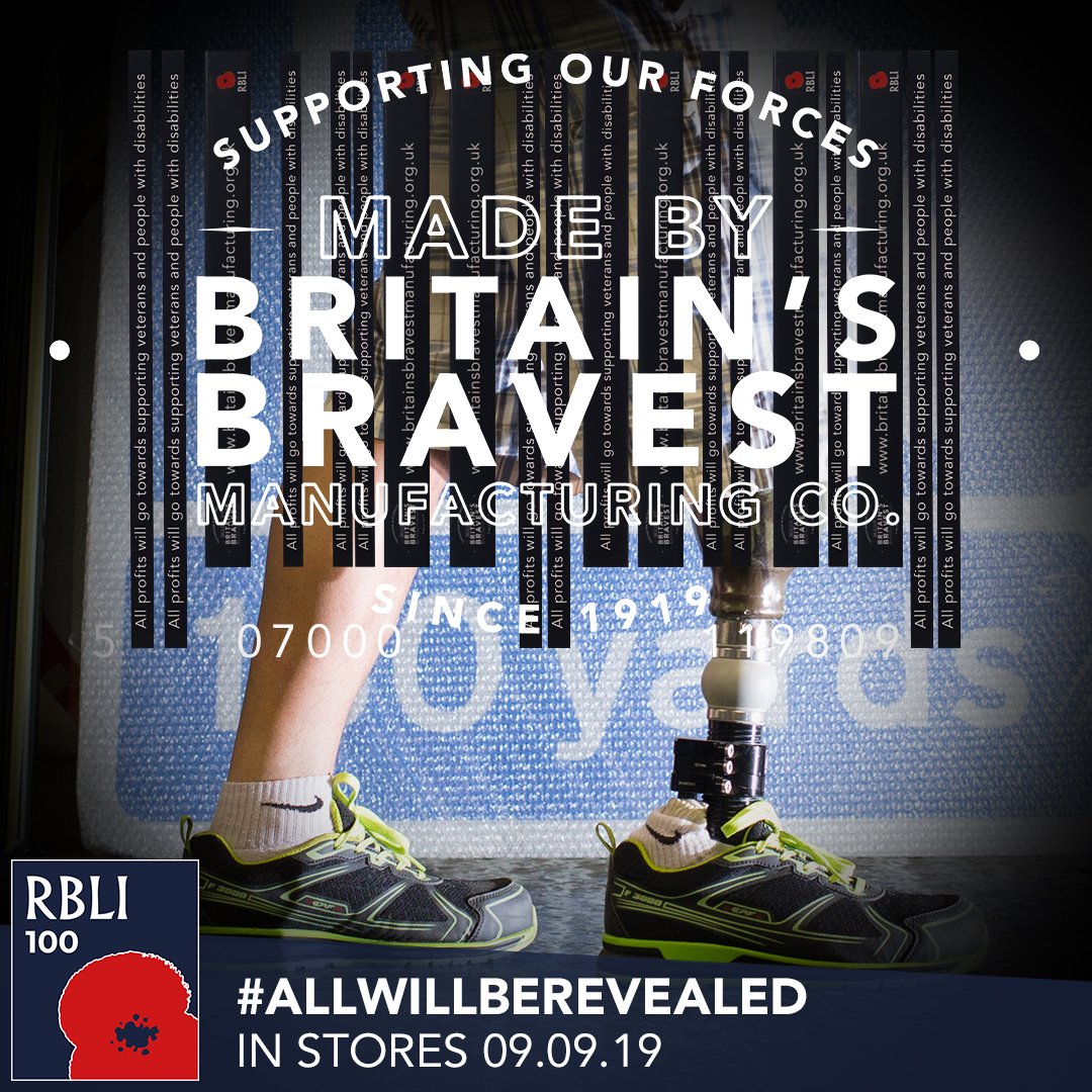 RBVECharity's tweet image. #AllWillBeRevealed

#Veterans at our #socent @BravestMfgCo have been busy working on a new product to commemorate our 100th.

We're v.excited to announce that this special product is due to hit the shelves of one of the UK's largest supermarket chains on Mon 9th Sept!

#RBLI100