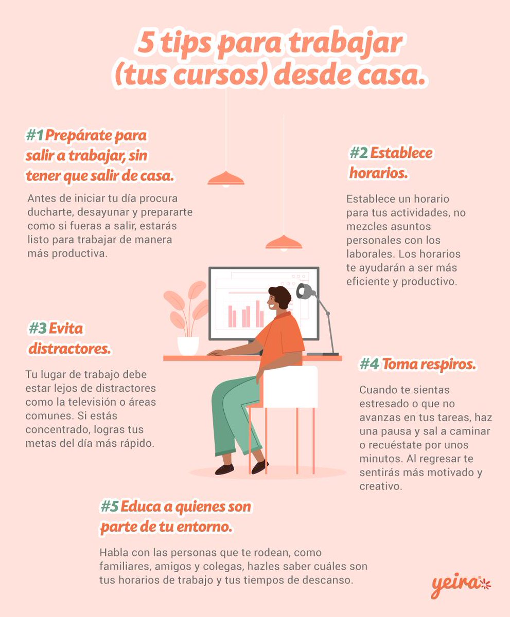 yeiraelearning's tweet photo. #Productividad ¿Haces #homeoffice? Sigue estos 5 tips para ser más productivo. #elearning #edtechpro #emprendimiento https://t.co/0Lmo7py6Fz