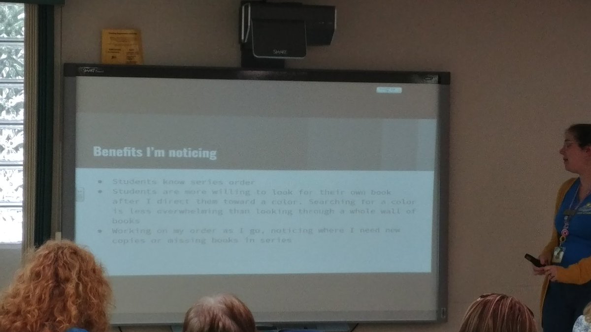 .<a href="/BevyCGibson/">Beverly Coe Gibson</a> sharing her journey to #genrefying @LeesburgJackets Media Center!! She started with creating the Genre key, genre is based on Ss population, ID and label books, and soliciting the help of Volunteers. Great benefits for our Ss!! 📚🙌<a href="/jenniferlagarde/">Library Girl - See Pinned Tweet</a> <a href="/FloridaMediaEd/">FAME</a>