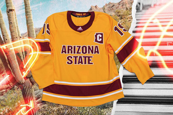 Chris Creamer  SportsLogos.Net on X: Arizona State Sun Devils reveal new  Storm Gray hockey jersey Details and photos:    / X