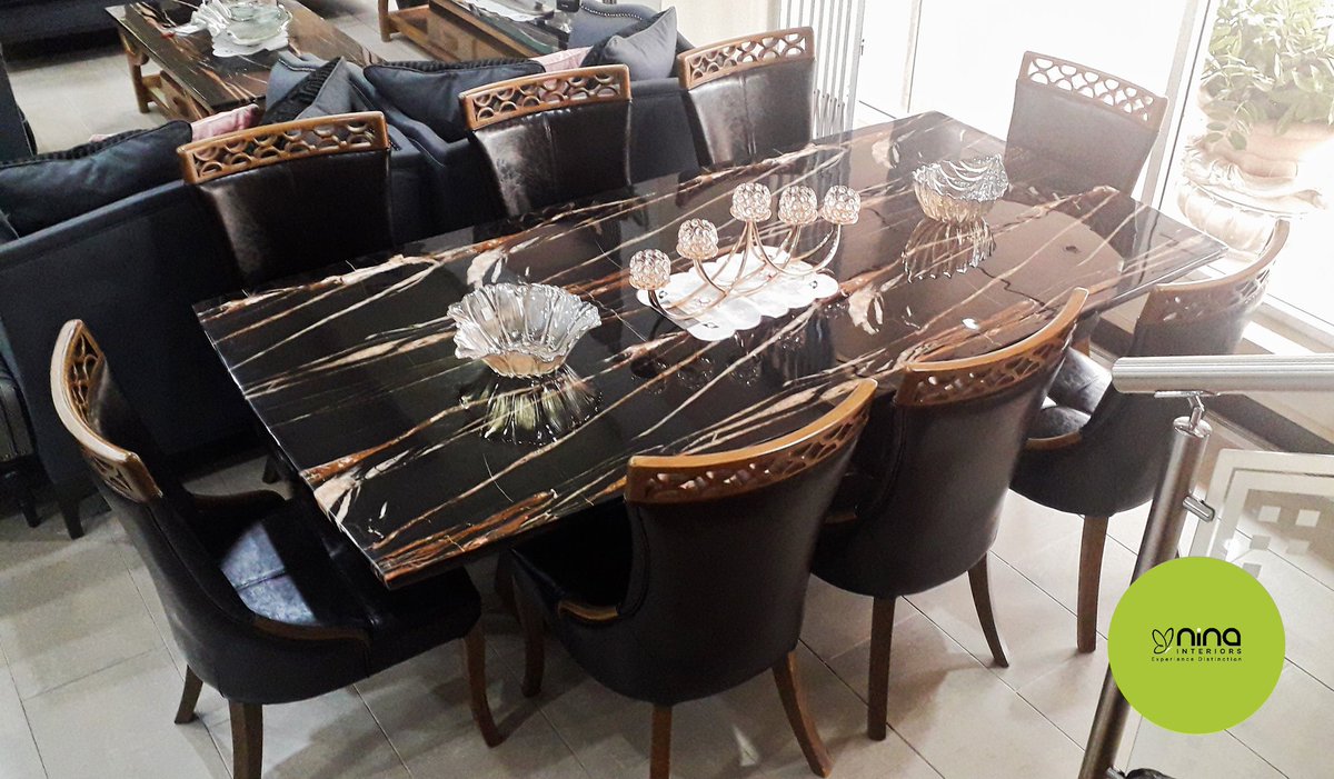 Nina Interiors Di Twitter The Black 8 Seater Marble Top Dining Table Experiencedistinction As You Dine Finedining Marble Classic Tabletoptuesday Https Tco Pxamag4p8u