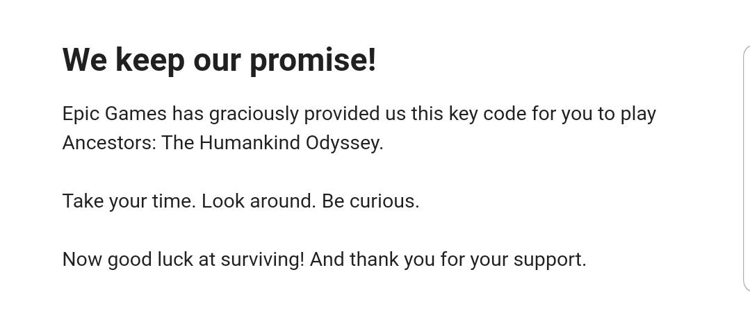 KMX85's tweet photo. @PanacheDGames Thank you so much for keeping your promise and for your generosity to your fans! I can't wait to play #AncestorsGame and experience your creation! https://t.co/iylLBOTO6H