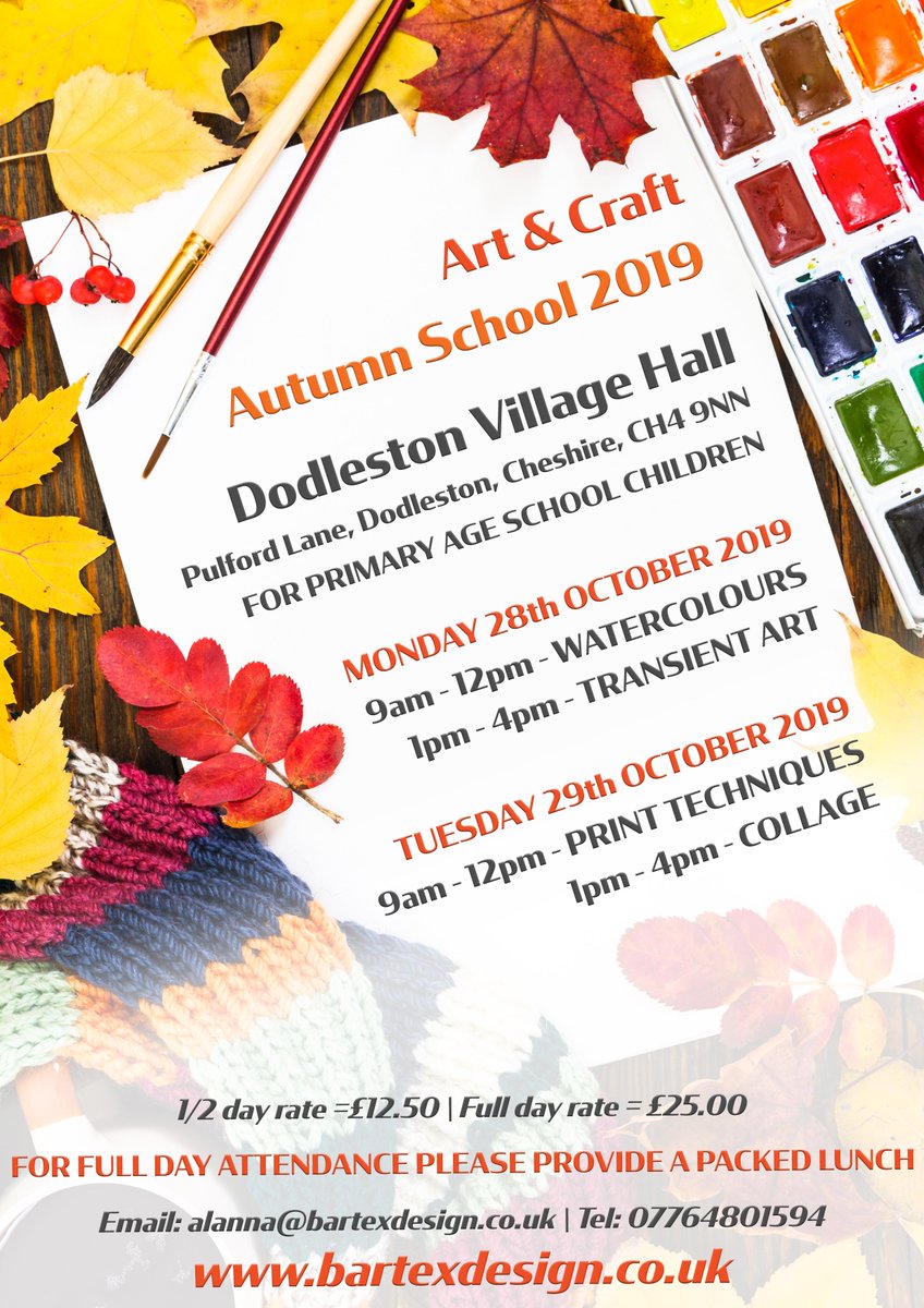 DesignBartex's tweet photo. We are delighted to announce the website has now been updated with the Autumn and Winter School booking forms. We advise booking early as spaces are limited in these venues. Please contact us if you have any questions. #teambartex #guildensutton #dodleston #chester #cheshire https://t.co/Zvndw3d3JE
