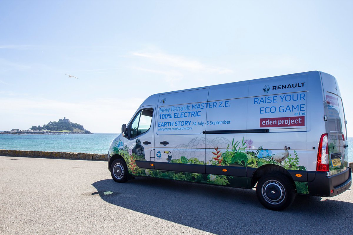 We’ve been touring Cornwall in this 100%-electric <a href="/renault_uk/">Renault UK</a> MASTER Z.E. van to spread the word about our Earth Story summer holiday event. Here it is pictured at St Michael’s Mount in the far west of the county.