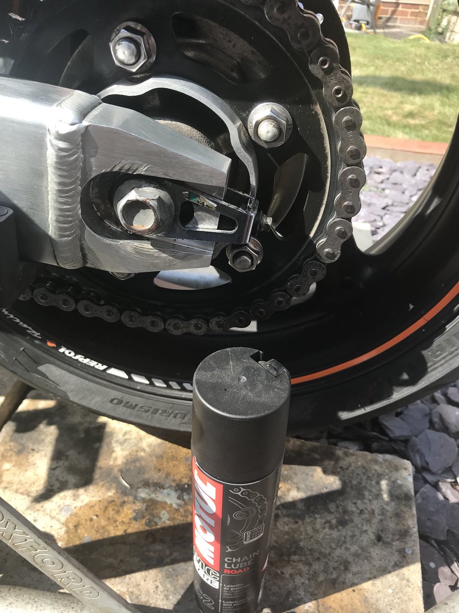 AnythingAutoUK's tweet photo. Used both of these in cleaning the Honda Hornet 900 today. 

I’m obsessive about keeping my chain clean and this is the best. It’s also great for cleaning fling off from the rim.
Products @fuchs_silkolene Wash Off £4.99
@motul_uk Chain Cleaner £7.99 Where from? @jandsaccessories https://t.co/PjvGrGN0I8
