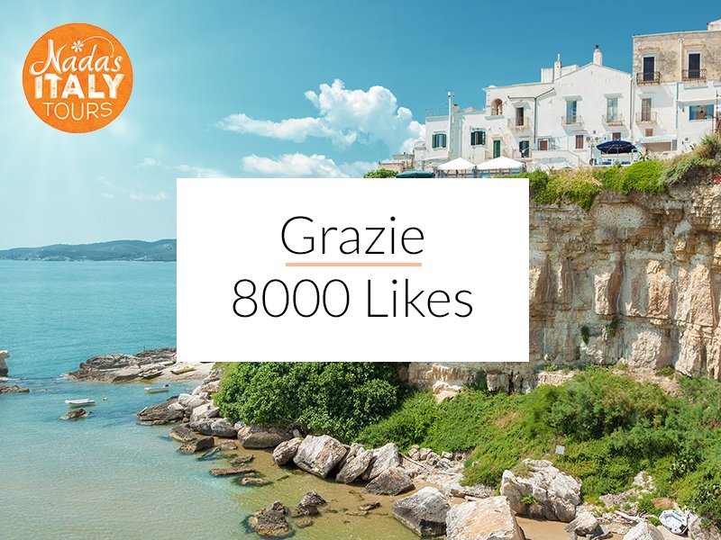NadasItalyTours's tweet photo. Thank you so much for your love and appreciation of Nada's Italy! Today we have reached 8000 Likes on #Facebook. Visit our website to learn how Nada Vergili (Founder) revolutionized traveling to Italy.

https://t.co/2J5iFO0FwO

#SmallGroupTours #LuxuryTravel #Vacation #8000Likes https://t.co/4PS8H88Wm3