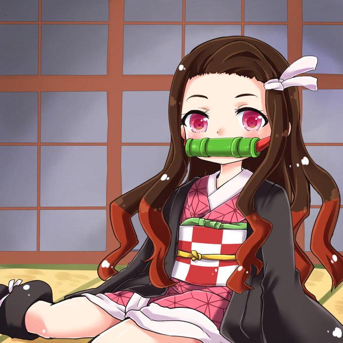 ろきそにん♡お絵描き垢さんがTwitterに投稿した竈門禰豆子(鬼滅の刃)のイラスト。