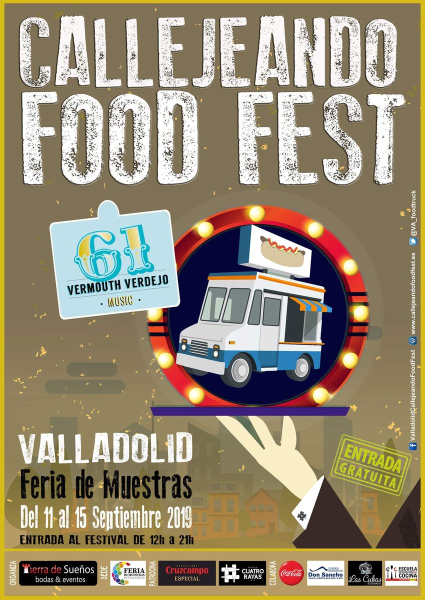 Valladolid Callejeando Food Fest (@vall_foodtruck) on Twitter photo Vuelve el Valladolid Callejeando FOOD FEST <a href="/Vall_FoodTruck/">Valladolid Callejeando Food Fest</a> 🍔🚚🚌🍻
📌 Del 11 al 15 de sept. durante las Fiestas de #Valladolid vuelve el mejor festival de Food Trucks a la <a href="/feriavalladolid/">Feria de Valladolid</a>! comida callejera, música, ocio y mucho buen rollito...
➡️Nos ayudáis a compartirlo??👇 Vuelve el Valladolid Callejeando FOOD FEST <a href="/Vall_FoodTruck/">Valladolid Callejeando Food Fest</a> 🍔🚚🚌🍻
📌 Del 11 al 15 de sept. durante las Fiestas de #Valladolid vuelve el mejor festival de Food Trucks a la <a href="/feriavalladolid/">Feria de Valladolid</a>! comida callejera, música, ocio y mucho buen rollito...
➡️Nos ayudáis a compartirlo??👇