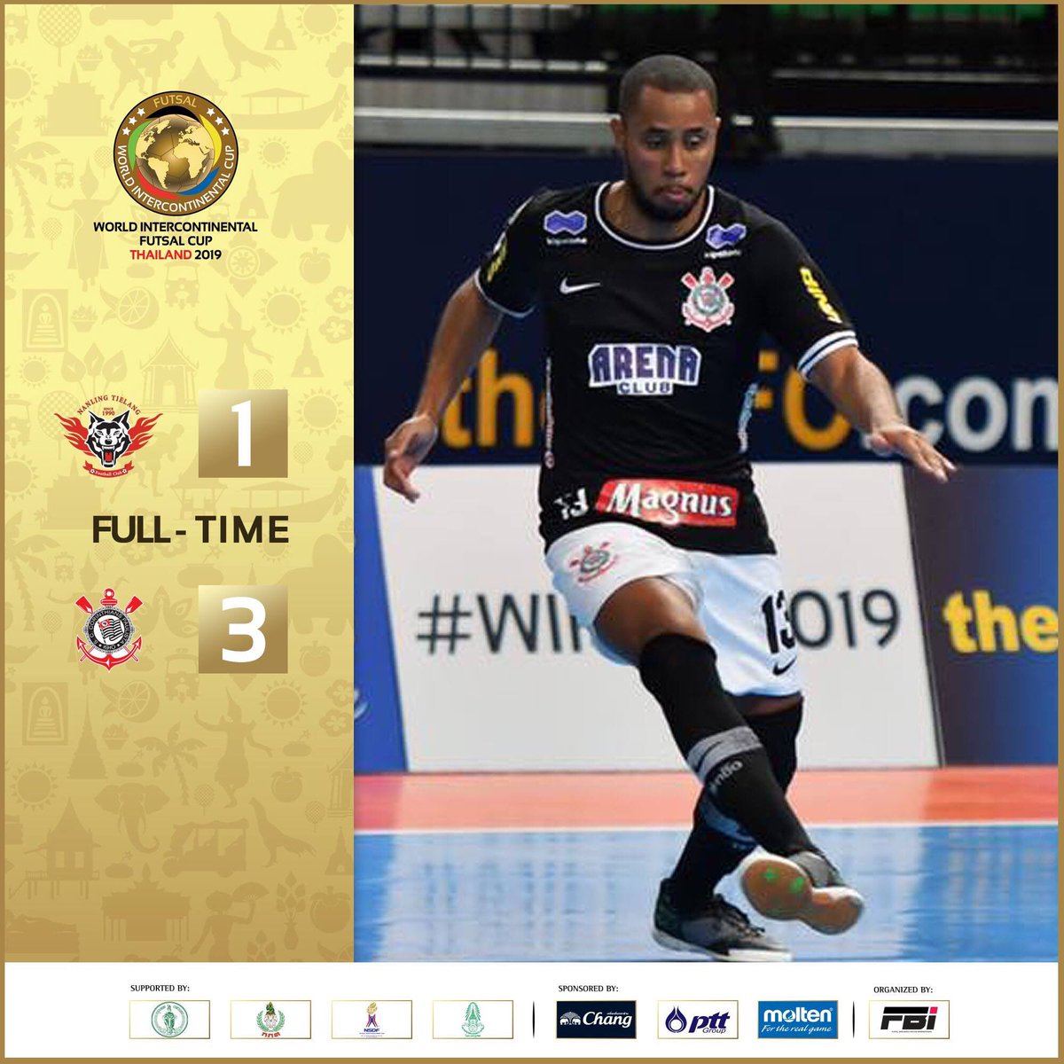 gustavomunana's tweet photo. ✅ @SCCPFutsal demostró entereza y grandeza en su estreno en la @WIFCOFFICIAL 🏆🌍 ante Shenzhen
🗒Emotivo arranque con homenaje póstumo a Douglas y terapéutico triunfo de Timao.
📊Un empate del @FCBfutbolsala ante los brasileños le lleva a semis
#WITCHTHAI19 #FutsalHeart💙 https://t.co/wc22AYEmGS