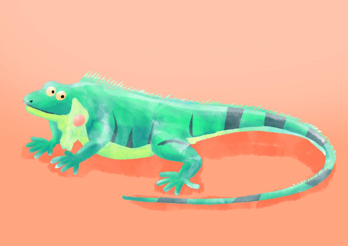 つとむ 昔イグアナ飼いたいと思ってた 可愛いのかな Procreate Illustration イラスト Drawing Iguana イグアナ