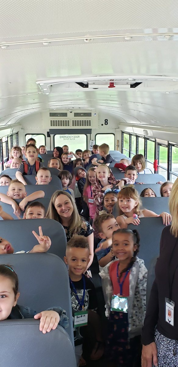 PrincipalMiz's tweet photo. All of my new Kindergarten friends taking their first bus trip. #Classof2032 #MyrtleElementary https://t.co/CuKP7R9tIU