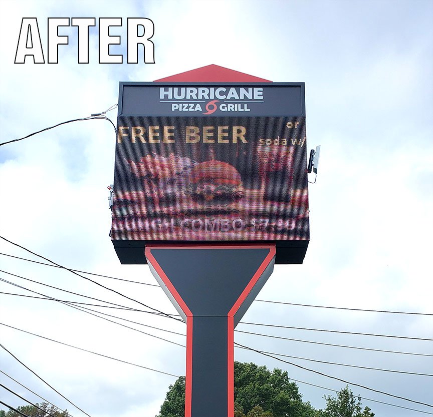 SignMedix's tweet photo. Hurricane Pizza updated there static sign with a 4 color message center to customize their roadside advertising &amp; marketing. Take a look at the difference.
4031 Columbia Ave, Columbia, PA 17512
@HurricanePizza @SignMedix https://t.co/4qNMKUZtLy