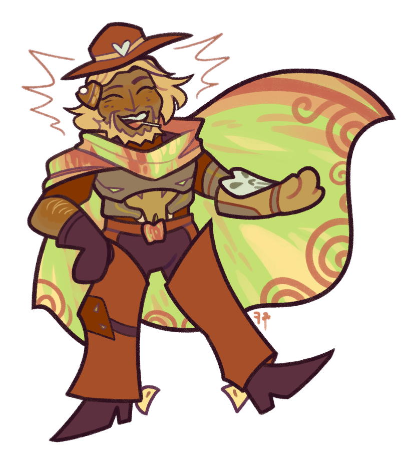 7GROVEYS's tweet photo. [ mccree | overwatch ] mini commission for an apple pie trickster mccree! 🍏 https://t.co/1Tohm2Xpl5