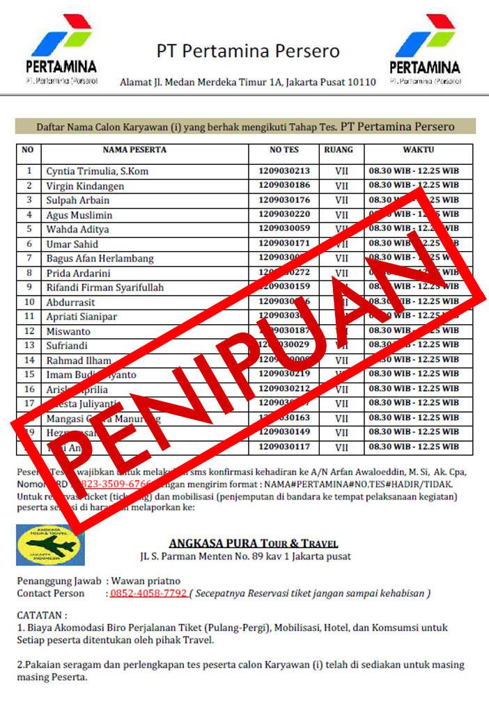 Pertamina Pa Twitter Sore Sobat Tetap Waspada Recruitment Penipuan Mengatasnamakan Pertamina Info Resmi Hanya Di Https T Co 62icg8ig9h Buat Sobat Yg Sudah Berhasil Kirim Lamaran Bisa Berbagi Tips Triknya Ke Teman Lain Cek