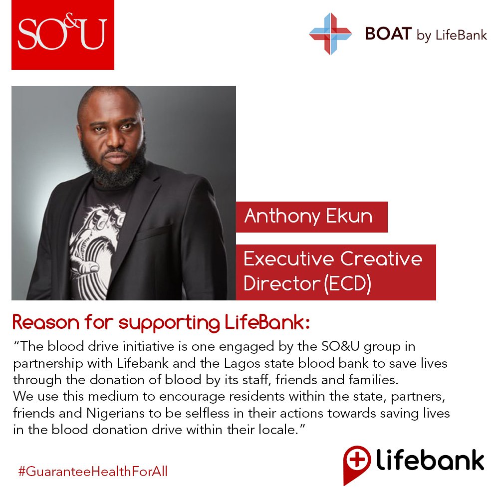 LifeBankCares's tweet photo. Be like our partner company - SO&amp;U  Host a Pop-Up Blood Drive at your office today.

Also commit to B.O.A.T to make blood and oxygen available to the less privileged at no cost. 

Contact us at hello@lifebank.ng 
#CSR #impact #SocialResponsibility #LessPrivilege https://t.co/AoRpU8PSru