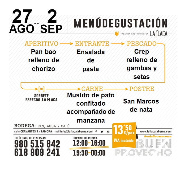 Llegamos a la última semana de #Agosto y lo vamos a despedir a lo grande!!!! Y no puede ser de otra forma que sentándonos a la mesa para disfrutar del #menu que esta semana os ofrecemos, empezamos ya con la #rutina ????