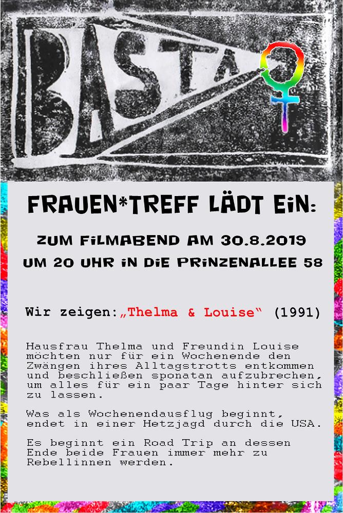 BastaBerlin's tweet photo. Am Freitag veranstaltet unser Frauen*treff seinen zweiten Filmabend. Kommt gern in die #PA58 zu 'Thelma & Louise'. Ab 20 Uhr gehts los. #Wedding65 https://t.co/lcSU7QheNn https://t.co/IuCvDQeitk