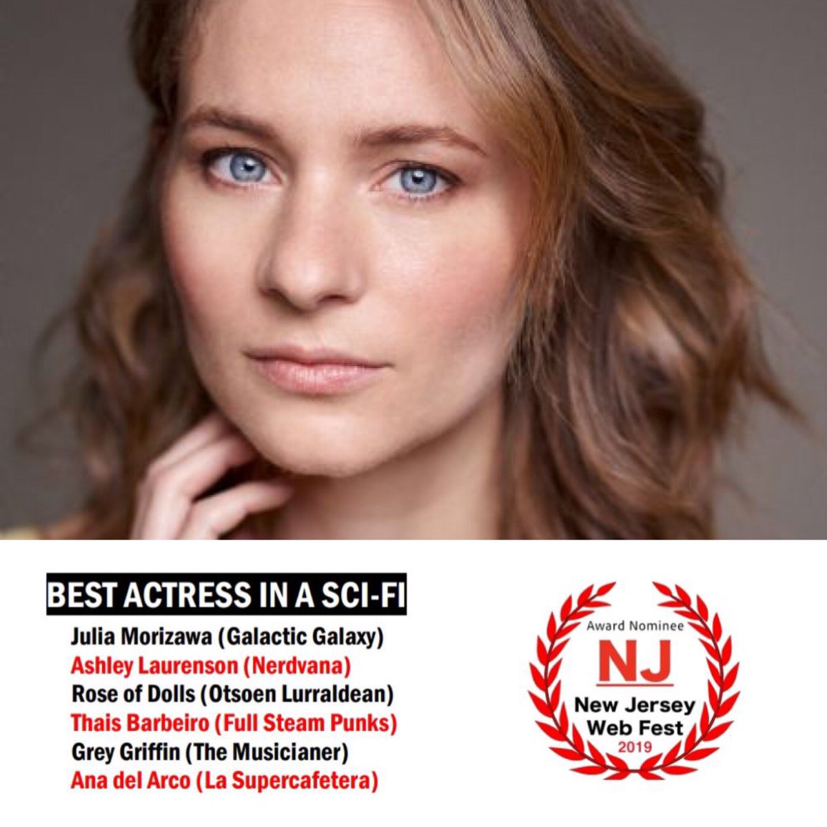 Contentos con la nominación de <a href="/la_delarco/">AnaDelArco</a> a Mejor actriz in a SCI-FI en el festival <a href="/njwebfest/">New Jersey WebFest (#NJWebFest)</a> por su interpretación en #lasupercafetera 🎉🎉🎉