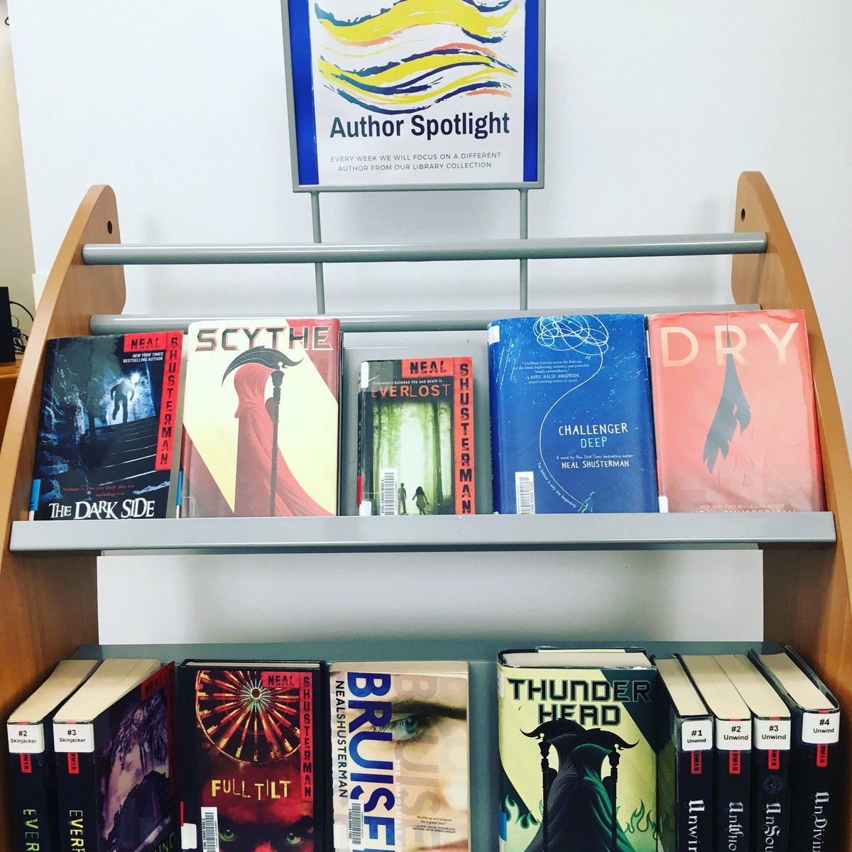 maroonlibrary's tweet photo. Our #authorspotlight this week is @NealShusterman Check our more about the author on our website https://t.co/Akm1NDixXY and check out one of his awesome books at your #maroonlibrary https://t.co/dCEAQ8f5F6