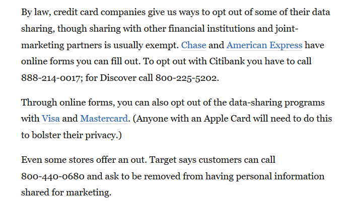 jp_koning's tweet photo. Yikes. When you swipe your credit card, here's who gets your data: 
-your bank 
-your bank's marketing partners 
-co-branded card partners 
-Visa/MasterCard (who may onsell it) 
-the store (who may share it)
-the store's bank
-swipe machine company
Source: https://t.co/V6nV1rSXJl https://t.co/iAmvGq4h16