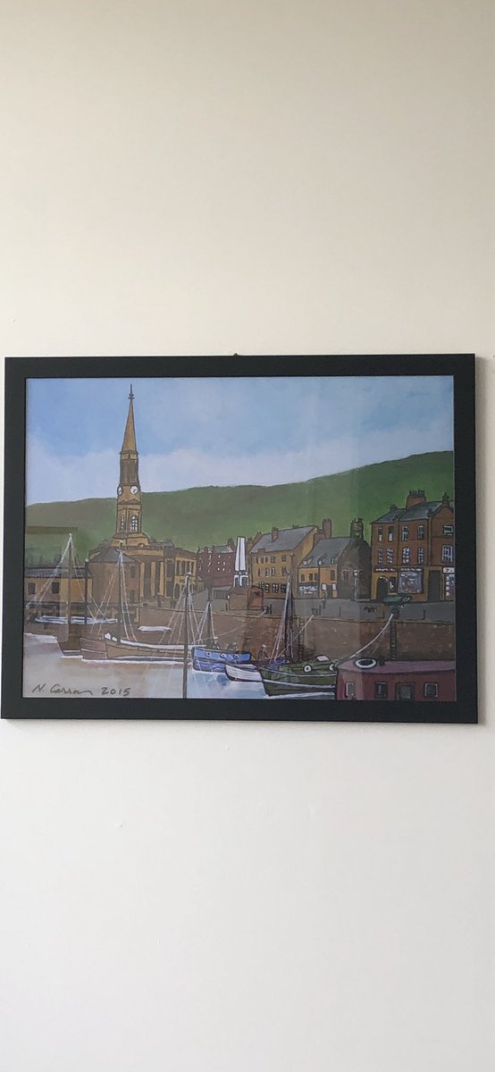 Finally got our Port Glasgow Harbour painting by @NealCrossan up on the wall.