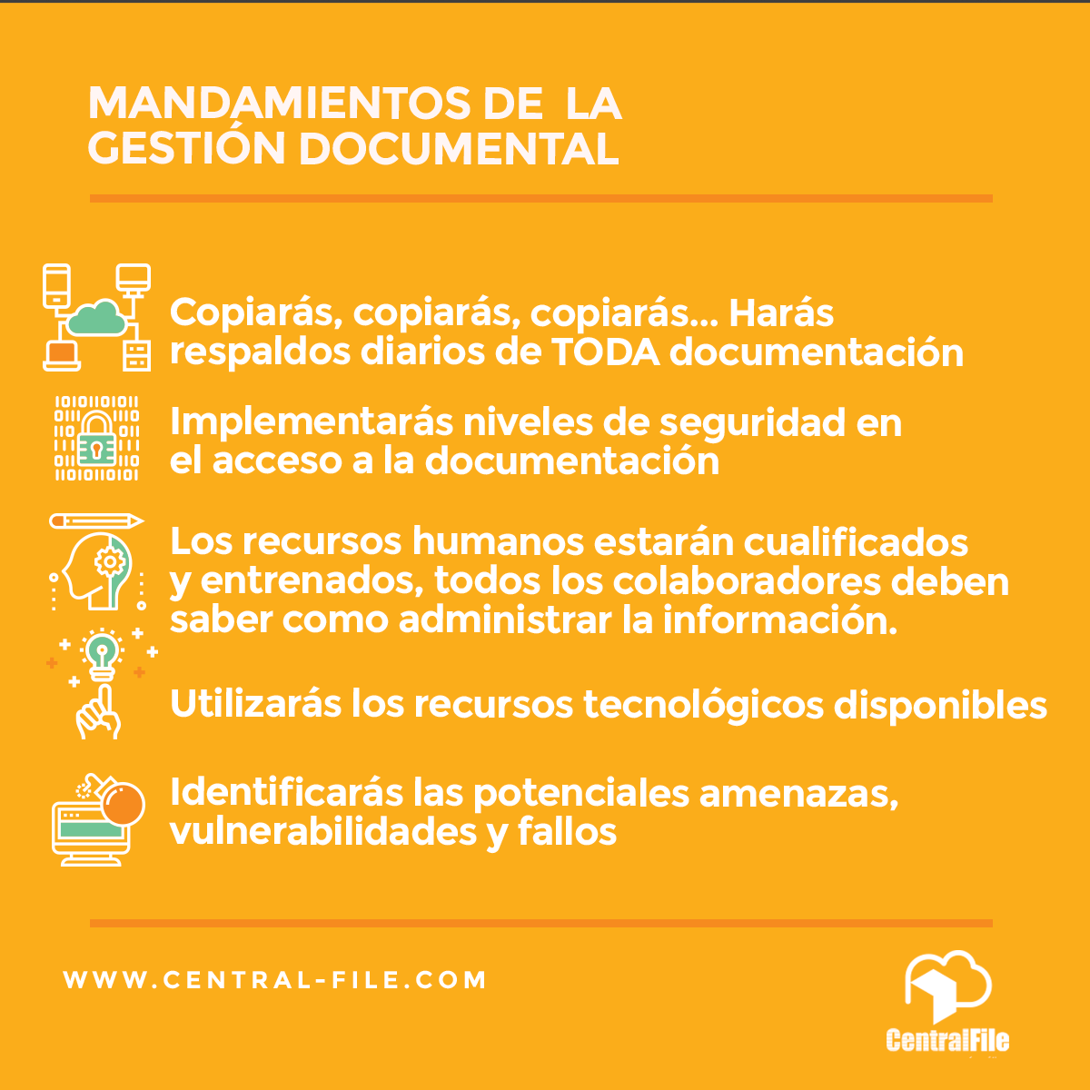 CentralFileEC's tweet photo. Estas son las 🔑claves para #GestionDocumental exitosa, si tienes consultas no dudes en dejarnos un 📝 #DM, estamos listos para 💪 fortalecer los procesos de tu empresa. #CentralFile #Ecuador #TuConfianzaEsNuestroREspaldo https://t.co/9a2MCdQfNr