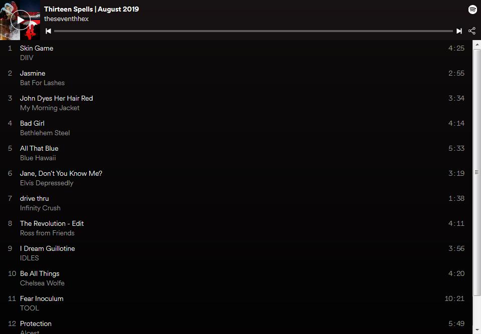 theseventhhex's tweet image. Thirteen Spells | August 2019 Playlist... theseventhhex.com/post/187303090…