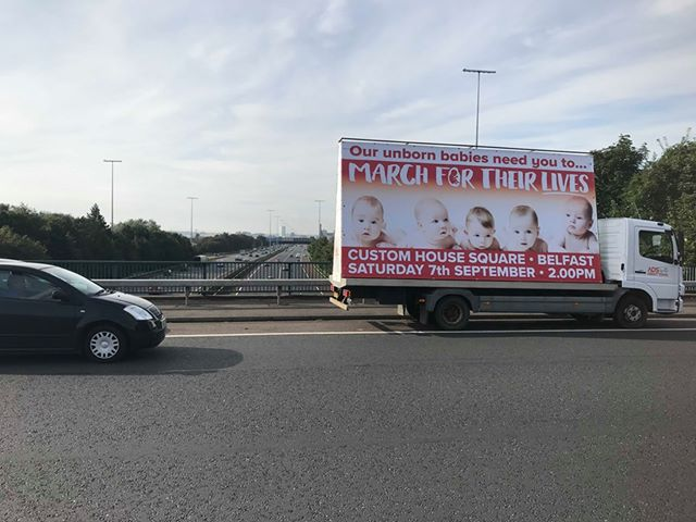 PreciousLifeCom's tweet photo. SPOTTED!
Our #MarchForTheirLives mobile billboard seen on the M3 and on the Shore Road this morning. Send us a photo if you spot it in your area!
Saturday September 7th - #SaveTheDATE to #SaveTheirFATE! https://t.co/LB39GbO0x8
