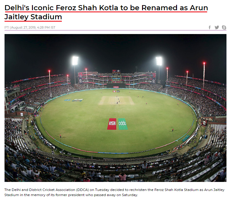 Avinash Srivastava On Twitter Kotla To Be Renamed As Arun Jaitley Stadium In A Fitting Tribute To Its Former President Arun Jaitley Delhi Cricket Has Decided To Name The Stadium After Him Mr