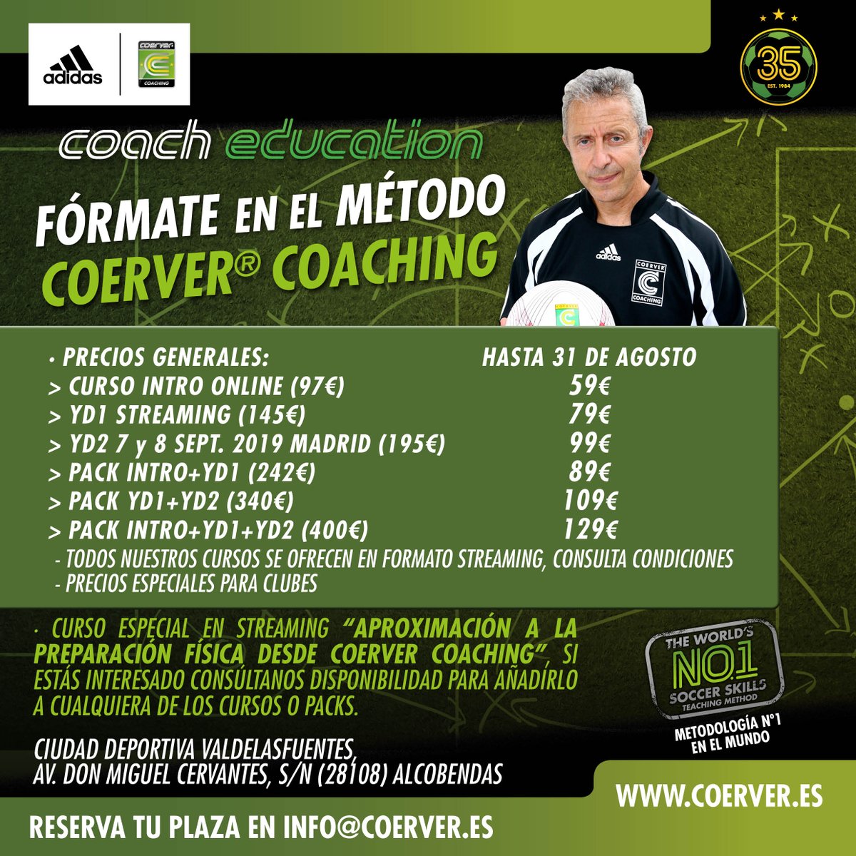 CoerverSpain's tweet image. ⚠️Últimos días para beneficiarte de nuestras promociones⚠️ @coerveralf  estará impartiendo el Youth Diploma 2 por primera vez en Madrid y las plazas son limitadas ¡No te lo puedes perder! ⚽️ #Coerver #CoerverSpain #CoerverEspaña